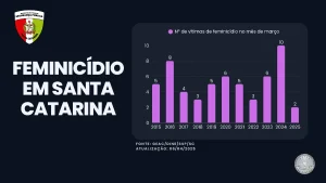 Santa Catarina registra menor número de feminicídios em março dos últimos 10 anos