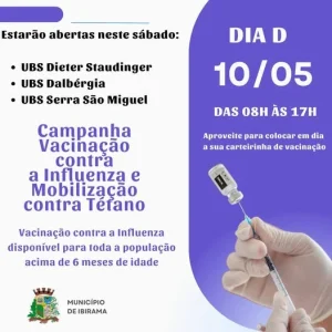Dia D da Vacinação contra a Influenza será em 10 de maio e atenderá toda a população em Ibirama