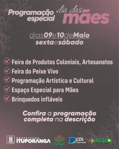 Ituporanga tem programação especial para o Dia das Mães