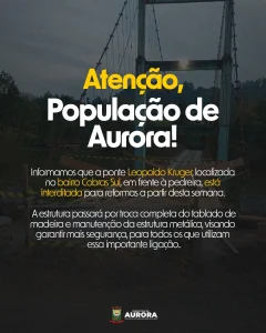 Ponte Leopoldo Kruger é interditada para reformas em Aurora