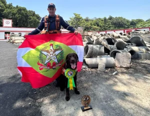 Dupla catarinense formada por bombeiro militar e cão de busca possui o maior número de certificações nacionais ativas do país