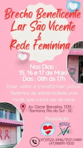 Brechó Solidário em Rio do Sul arrecada fundos para projetos sociais
