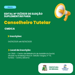 CMDCA de Ibirama abre inscrições para eleição suplementar de Conselheiro Tutelar