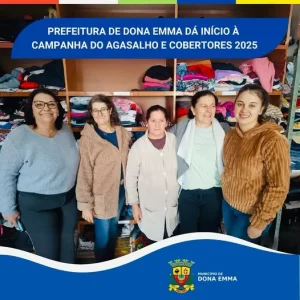 Prefeitura de Dona Emma dá início à Campanha do Agasalho e Cobertores 2025