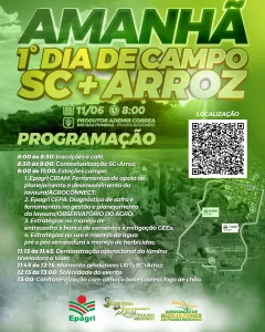 Pouso Redondo recebe 1º Dia de Campo SC+Arroz nesta quarta-feira (11)