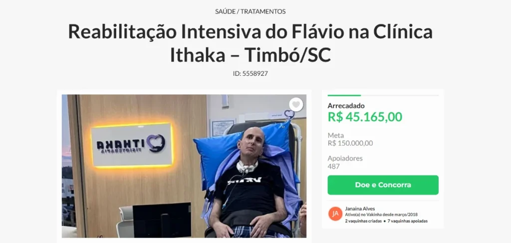 Morador de Rio do Sul precisa de ajuda para reabilitação, após perder os movimentos do corpo