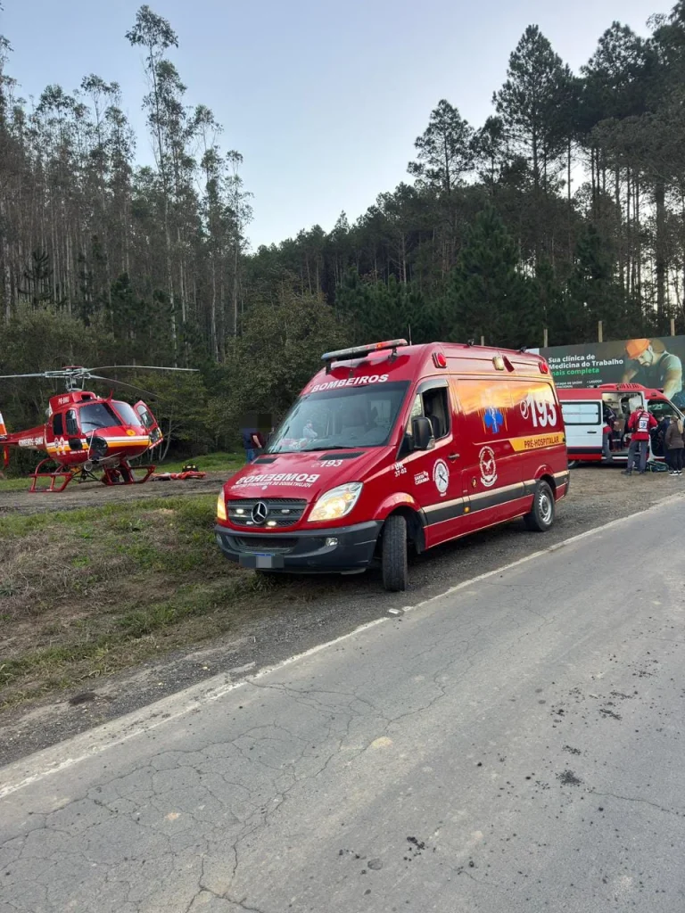 Motociclista fica gravemente ferido e é socorrido de helicóptero após acidente em Dona Emma