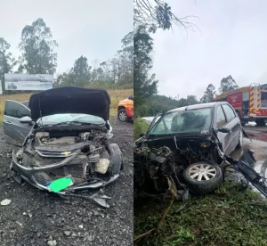 Colisão entre carros deixa cinco feridos na BR-470 em Agronômica