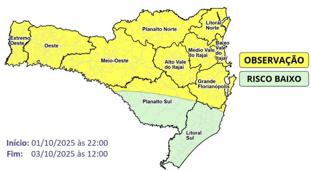 Defesa Civil De Sc Alerta Para Chuva Persistente E Intensa Entre A Noite De Quarta E Sexta Feira (03) Mapa