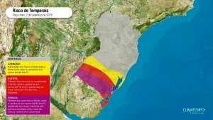Frente fria que provoca temporais no estado vizinho vai se deslocar para Santa Catarina nos próximos dias