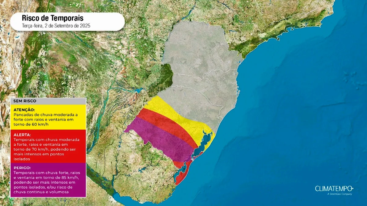 Frente fria que provoca temporais no estado vizinho vai se deslocar para Santa Catarina nos próximos dias