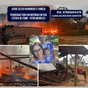 Família que teve propriedade atingida por incêndio pede ajuda para recomeçar, em Vitor Meireles