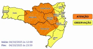 Alto Vale tem alerta para possibilidade de temporais entre tarde e noite deste sábado (04)