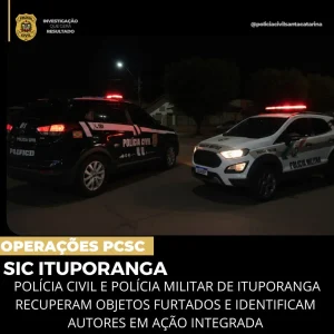 Ação integrada recupera objetos furtados em área rural de Ituporanga