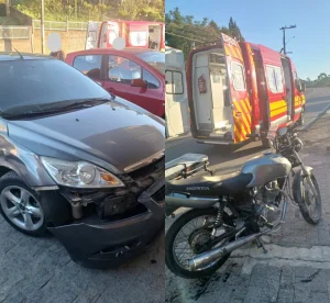 Acidente entre carro e motocicleta deixa um ferido em Braço do Trombudo