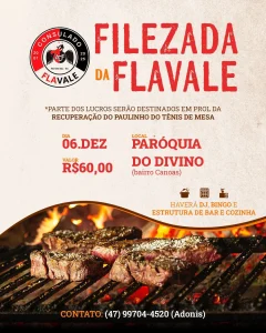 Flavale promove filezada solidária em Rio do Sul para ajudar o Paulinho do Tênis de Mesa