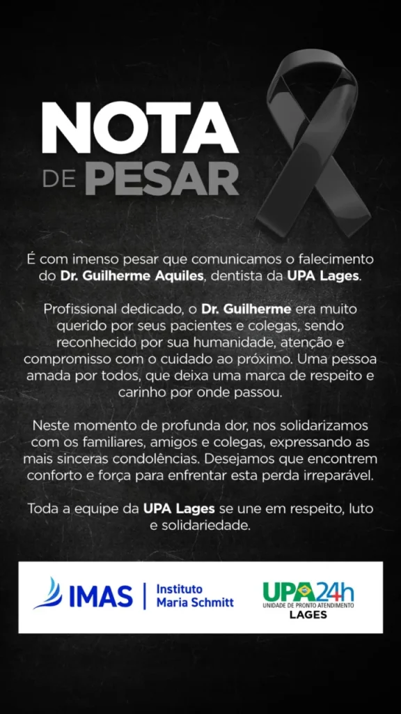 Identificado jovem dentista que morreu afogado após acidente em Lages