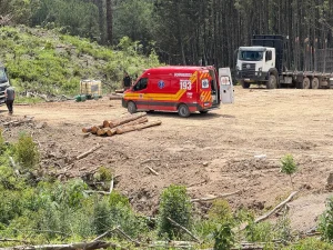 Trabalhador que realizava o corte de árvores é atingido por tronco na perna, em Ituporanga