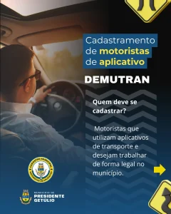 Motoristas de aplicativo devem se cadastrar em Presidente Getúlio em até 30 dias