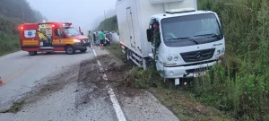 Acidente na SC-114 deixa motorista ferido e mobiliza Bombeiros em Otacílio Costa