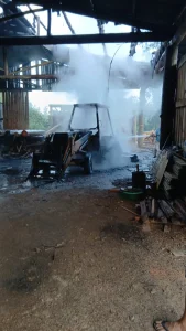 Incêndio em madeireira mobiliza bombeiros em Salete