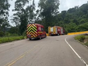 Bombeiros atendem saída da pista de caminhão na Serra do Tucano