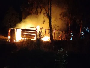 Incêndio destrói galpão e mobiliza bombeiros durante a noite em São Joaquim
