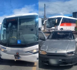 Colisão entre carro e ônibus deixa mulher ferida na BR-470 em Pouso Redondo