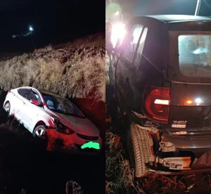 Veículo cai em barranco após colisão na SC-112 em Trombudo Central