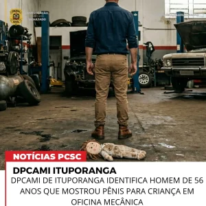 DPCAMI de Ituporanga identifica homem de 56 anos que mostrou o pênis para criança em oficina mecânica