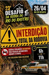 Serra do Rio do Rastro estará interditada na manhã de domingo (26)