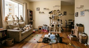 Acordo prevê resgate de cerca de 400 gatos que vivem em apartamento em Concórdia
