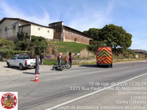 Motociclista fica ferido em colisão com carro em Lontras