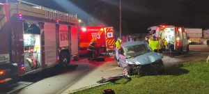 Colisão entre carro e caminhão deixa motorista ferido na BR-470 em Rio do Sul