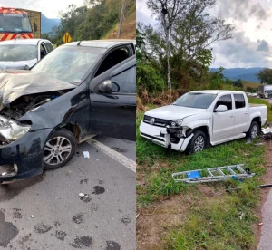 Acidente envolvendo três veículos deixa uma mulher ferida na BR-470 em Rodeio