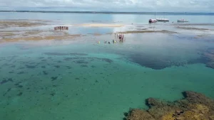 Férias de julho com pé na areia e mar azul