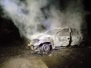 Carro é destruído por incêndio em Vidal Ramos