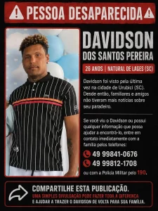Família procura jovem desaparecido após perder contato durante trabalho em Urubici