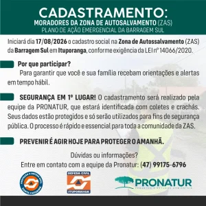 Ituporanga inicia cadastramento de moradores da área de segurança da Barragem Sul