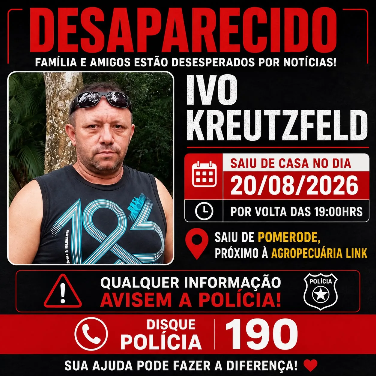Cartaz Homem Desaparecido Em Pomerode
