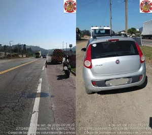 Motociclista fica ferido após colisão com carro na BR-470, em Lontras