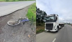 Menino de 8 anos é atropelado por caminhão na BR-470 em Pouso Redondo